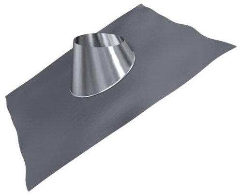 MK Schornstein, Dachdurchführung 20°-35°, Edelstahl, Bleikragen, Lochdurchmesser 230 mm (DW 150) Beschichtung mit RAL-Farbe Signalschwarz RAL-9004