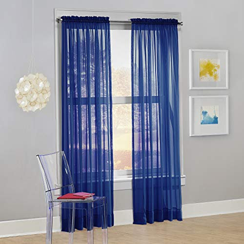 Megachest a pair of slot top voile curtains (Navy, 56 wideX81 drop 2 Panels)
