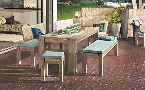 Ante Neo Designer Sitzgarnitur Viktoria, Holz, 5er-Set, Gartenmöbelset, Lehnenbank, Bank, Tisch, Stuhl, Hocker, Gartenmöbel, Möbel, Outdoormöbel Größe mit Polster braun