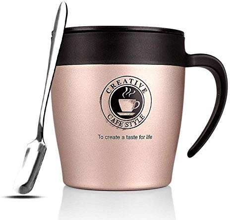 JIA JIA Bottiglia di Vetro borosilicato Acqua Pancione Coppa Bpa-Libero Leak Proof Ideale per la Scuola Home Office di Viaggio Sport Ginnastica di Yoga Calde Bevande Fredde,d'oro