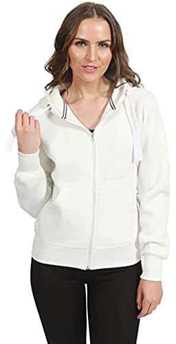 Purple Hanger Women New Long Sleeve Plain Zip Up Hoodie Top Ladies Hooded Pocket Everyday Casual Jacket Tops (S, Cream)
