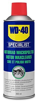 WD-40 Specialist Motorrad Wachspolitur | 400ml | Enthält Carnaubawachs | Erzeugt strahlenden, streifenfreien Glanz | Wasserabweisend | Für Lack, Carbon, Chrom & Kunststoff | Leicht aufzutragen