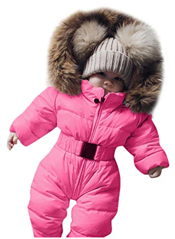 Topgrowth Piumino Bambino Giubbotto Unisex Invernale Pagliaccetti con Cappuccio Neonato Romper Giacca Tute da Neve Caldo Pagliaccetti Overalls (Rosa, 0-3 Mesi)