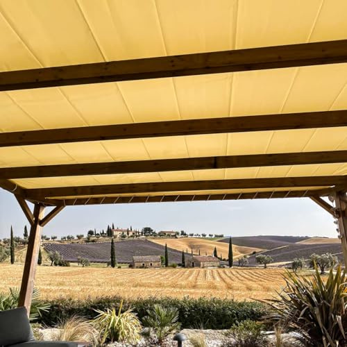 TECPLAST Toile Pergola Ivoire 3x6 m Protection Solaire XP680M2PR - Garantie 15 Ans - Bâche Pergola étanche PVC - Made in France