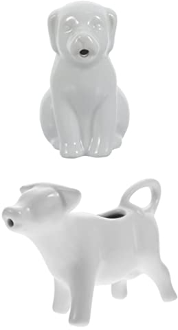 IMIKEYA 2stücke Tierform Keramikkännchen Handgemalte Milchkanne Für Milch Und Cartoon Design Mit Griff Weißer Hund Weiße Kuh
