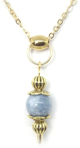 ThurColas Damen Choker-Halskette aus vergoldetem Edelstahl mit Anhänger aus Naturstein
