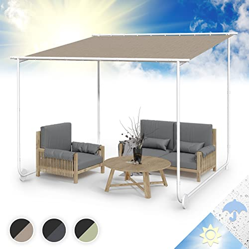 Blumfeldt Pergola, Metall Pavillon mit Polyester Schiebedach und Bodenrollen, Sonnensegel mit Gestell, Mobile Überdachung Freistehend, Sonnenschutz für Garten & Terrasse, Gazebo Wasserdicht & Stabil