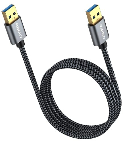 SUNGUY USB 3.0 Kabel, 1.5M USB A Stecker auf A Stecker, Übertragungsraten bis zu 5Gbit/s, Typ A zu Typ A Kable Kompatibel mit Drucker, Modems, Festplatten, Kameras HDD, DVD,Laptop usw (Grau)