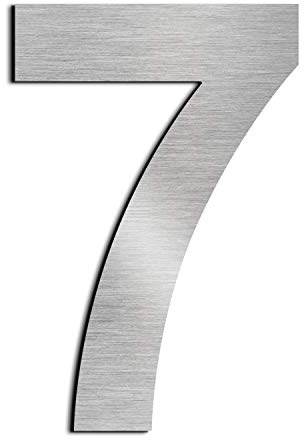 nanlyiau 5in/12.5cm Numero civico in acciaio inossidabile con retro adesivo, realizzato in solido acciaio inossidabile 304, aspetto in rilievo.altezza (5in number 7)