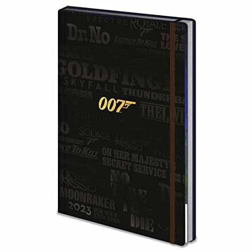 Pyramid International SR74103 Bond-Terminkalender 2023, A5 Hardcover, Wochenansicht, Planer, Film-Logo-Design, offizielles Lizenzprodukt, mehrfarbig