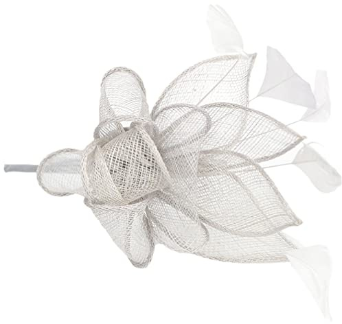 Lurrose Fascinator für Damen, Teeparty-Hut, silberfarbener Fascinator, Kopfschmuck, graues Netz-Blumen-Stirnband für Hochzeit, Cocktailparty