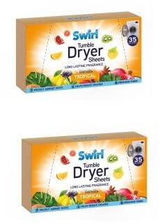 2 Pack Tropical Tumble Dryer Laundry Sheets - 70 Sheets For Fresh Clothes and Linen
