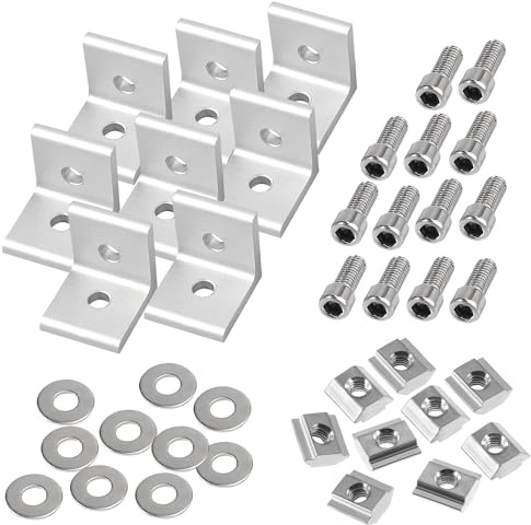20 Pièces Equerre Metal Fixation pour 3030 Profilé Aluminium, Equerre Charpente pour Profilé Rainure de 6mm, avec M6 Boulons de Fixation et Coulisseaux, Connexions Accessoires pour Profilés Alu (3030)