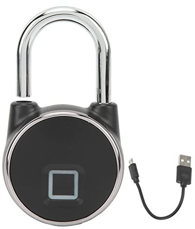 Cyrank Fingerprint Padlock, Bluetooth Lock Compact USB Charging Keyless Padlock Smart Padlock Combination Padlock Thumb Print Pad Lock