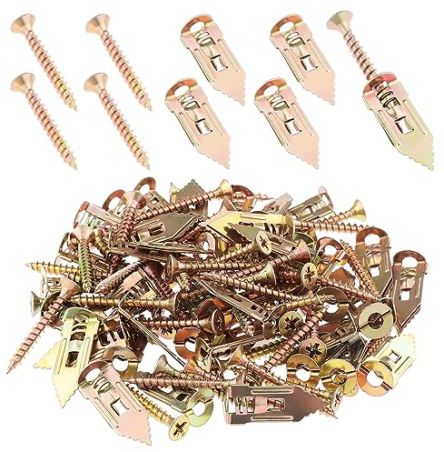 Gueenky 100 Ensemble Cheville avec Vis pour Plaques de Plâtre, Cheville Beton Vis Cheville Placo, Cheville Expansion Cheville et Vis Fixations pour Murale en Plaques de Plâtre