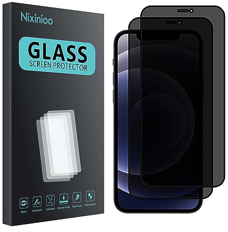 Nixinioo [2 Stück] Sichtschutz Schutzfolie für iPhone 12, Anti-Spy Schutzglas, Sichtschutzfolie, [Anti-Spion] [10H Härte ] [Bläschenfrei] [Kratzfest]