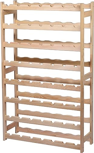 dobar® green label 29711FSCe Weinregal 56 Flaschen | Weinflaschenregal Massivholz unbehandelt | Weinständer für Keller/Küche | Flaschenregal Bausatz | 72 x 25 x 117,5 | Natur