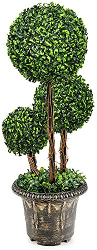 RELAX4LIFE Künstliche Pflanze 75cm, Buchsbaumkugel mit Topf & 3 Kugeln, Künstliche Kunstbaum, Dekopflanze mit PE Blättern, Grünpflanzen, Kunstpflanzen für den Innen- & Außenbereich (26 x 26 x75 cm)