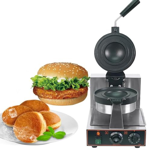 CYMYYDS Gaufrier Commercial pour Burger, Machine À Gaufres Électrique en Acier Inoxydable 1300W, Contrôle De Température De 50 À 300 ℃, pour Cuisine À Domicile, Petit-Déjeuner, Goûter,Singlehead