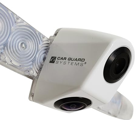 Doppel-Rückfahrkamera mit 3. Bremsleuchte RAV-DB2 in weiß von CARGUARD Systems mit 700TVL für Navis, Moniceiver und Monitore (2 AV-Eingänge/vorinstalliertes Kabel)