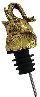 Amosfun Elephant Head Shape Alloy Wine Stopper and Pourer Golden Bottle Cap for Wine Bottles Home Party Use