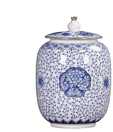 SDA287MZ Récipients À Thé Jingdezhen – boîte à thé en céramique scellée, Pot de Stockage de thé Puerh, Grands Ornements de Salon Boîte À Thé(Grand)
