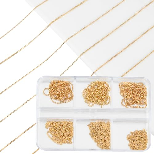 NICENEEDED 6 Bandes de Chaînes à Clous 3D Nail Art Charms Gold Nail Charms Metal Punk Nail Studs Nails Jewelry Supply pour Femmes DIY Manucure