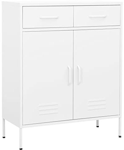 Willood Lagerschrank Weiß 80x35x101,5 cm Stahl Multifunktionsschränke aus Metall, Gartenschränke, Küchenschränke