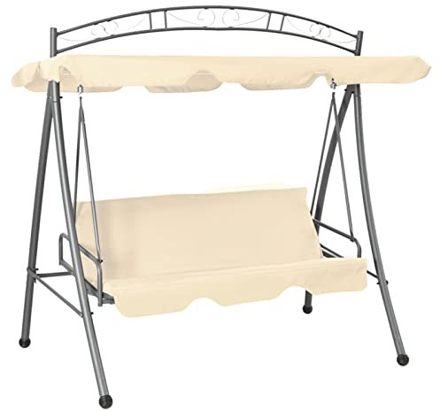 LAPOOH Banco Columpio Convertible de Exterior con Dosel, Columpio Jardin Exterior, Balancin Jardin Exterior, Muebles Jardin Exterior, Balancin Balcon, Blanco Arena