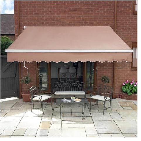 JMORCO Klemmmarkise Manuell einziehbare Markise, Außenmarkise, einziehbarer Sonnenschutz, wasserabweisendes Polyester, Terrassentürfenster for den Hinterhof(13 x 8 ft)