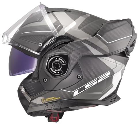 LS2, Casco Moto Modular ADVANT X CARBON HORIZON Matt Silver Grey, M