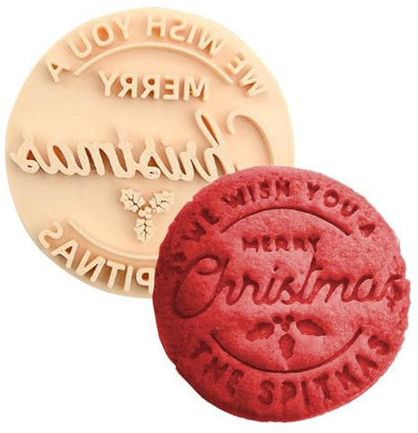 Keksstempel backen - Formen Keksstempel, Backwerkzeuge | Frohe Weihnachten-Backformen, Präge-Weihnachts-Keksstempel, Keksschneider-Stempel, Backzubehör (8 x 8 x 0,9 cm)