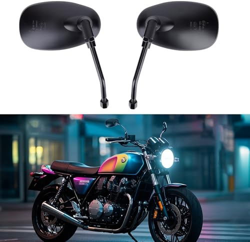 Cretassion 2 Stück Motorrad Spiegel E13-Geprüft, Motorrad Rückspiegel 360° Rotation, MotorradSpiegel M10 Kompatibel mit Scooter, Roller, ATV, Moped, Dirt-Bike