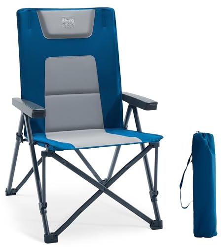 TIMBER RIDGE Silla de camping plegable de 260 kg, respaldo alto ajustable en 4 posiciones silla plegable acolchada, respaldo alto con bolsa de transporte silla de camping para jardín, balcón, caravana