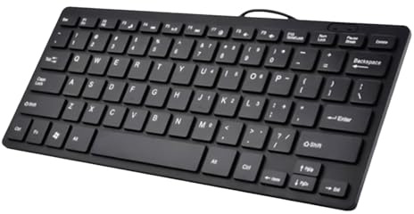 Ungtyb Teclado con Cable de bajo Ruido, Teclado USB Ultrafino, Lightweight Portable Typing Device, Laptop Keyboard For Men, Women, Tablets, and Laptops Black, White (1 Pieza)