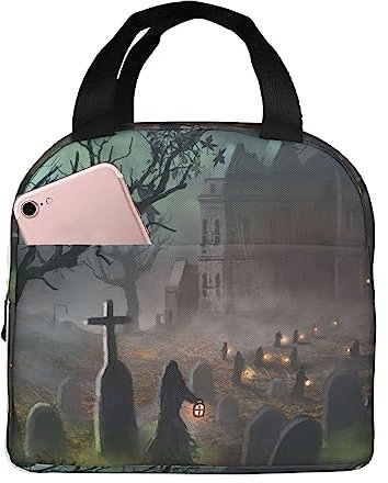 soldwellsd Bolsa térmica térmica con estampado de terror de Halloween, lonchera para mujeres y hombres, bolsa de almuerzo aislada reutilizable