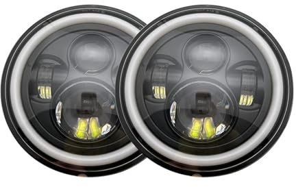 UFITIDU Phare 2 Pièces 7 phare Pour Lampe Tout-terrain LED Ronde Support Phare Phares Véhicule Pour Mazda Pour Miata Pour Miata Pour Mx-5 Pour RX-7 Feux phares(2PCS 45W Black)
