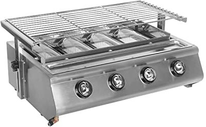 ETZRYSYB Barbecue 2 pièces avec plaque de cuisson infrarouge en acier inoxydable, grille sans fumée, brûleur à gaz, barbecue et cuisinière recouverte de verre.