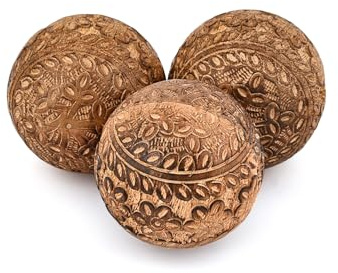 Kimona Bola decorativa de centro de mesa de madera de mango o uso individual, ideal para usar en la sala de estar, comedor, mesa de café y decoración de la casa (juego de 3), (3 x 3 x 3 pulgadas)