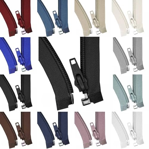 Reißverschluss teilbar Kunststoff – Spiral-Reißverschluss 35–50 cm – für Jacken, Baby- & Kinderkleidung – modische Farben – teilbarer Zipper für Nähen DIY Kleidung (schwarz, 35 cm)