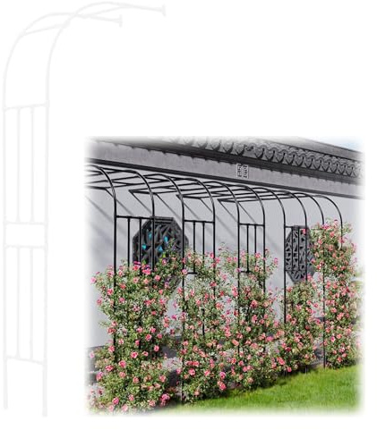 Eleganter Metall-Gartenbogen für Kletterpflanzen, strapazierfähig, halbseitig, Rosenpavillon, Outdoor/Innenbereich, Terrasse, Rasen, Hochzeitsdekoration