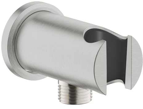 GROHE Vitalio, Wandanschlussbogen mit Duschkopf Halterung (Standardanschluss 1/2, passend für alle Standard Duschbrausen, langlebige Oberfläche, Wandmontage), edelstahl, 26658DC0