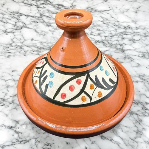 Tajine XL 35 cm Terracotta Hand Painted - Traditional Moroccan/Tunisian Pot + Free Ebook 3107251038