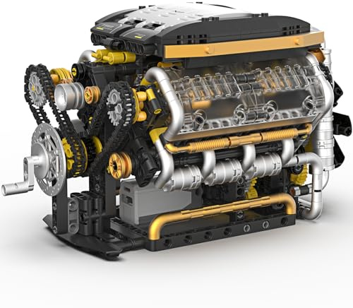 Karei V8 Engine Building Set, V8 Engine Model Kit That Run with Manual & Electric Dual Working Modes, V8 Building Motor Kit Runs 2 Directions and 2 Speeds, STEM Toys Gifts for 14+ and Adult (1065 PCS)