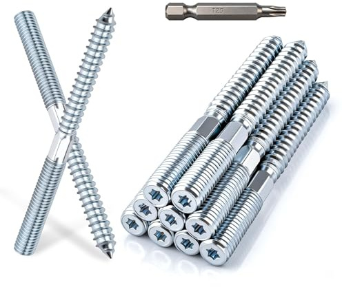 XRXYMQ 20 Pièces Tige Filetée M8 x 80 mm Vis Double Filetage Argent Tige Filetée Acier Zingué Vis Béton Sans Cheville Boulon M8 Pour l'Assemblage de Meubles et l'Installation au Plafond