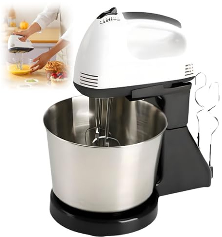 Batidoras de Pie, Batidora de Alimentos Multiusos, Tazón para Mezclar de Acero Inoxidable de 2 litros, 7 Velocidades, Soporte de Cocina y Batidora de Mano con Gancho para Masa, Batidor de Alambre