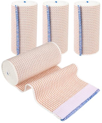 Lot de 4 bandages de compression élastiques de qualité supérieure de 10 cm avec fermeture automatique pour poignets, chevilles, genoux, coudes, épaules, pieds, blessures lavables et réutilisables