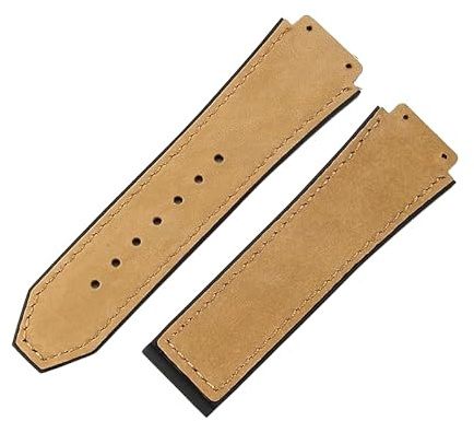 ROUHO 26 x 19mm Herren Echtleder Uhrenarmband, Kautschuk Ersatzarmband Zubehör für Hublot Classic Fusion
