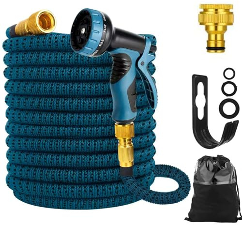 Expandable Garden Hose 75ft - Expanding Water Hose with 10 Function Nozzle, 3/4 &1/2'' Fitting Connectors, Easy Storage Garden Water Hose