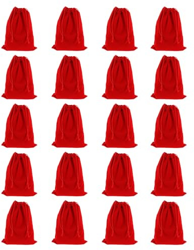 QUARKZMAN 20 Stück Samtbeutel Mit Zugband 12 x 15 cm Schmuckbeutel Geschenktaschen Für Hochzeitsparty Süßigkeiten Schmuckverpackung Organisation Aufbewahrung Rot